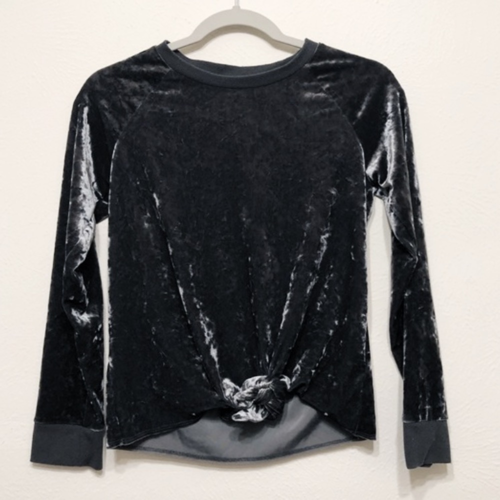Art Class Charcoal Velvet Tie Knot Sweatshirt